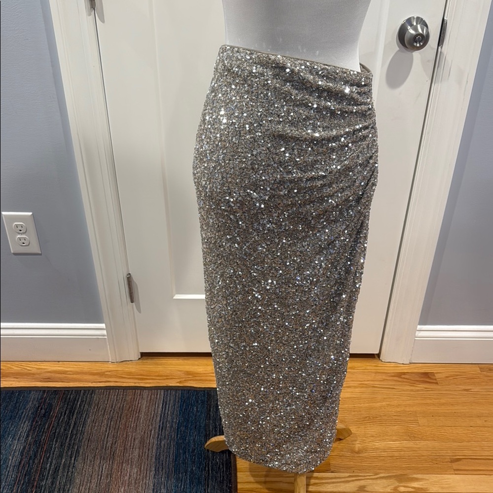 Silver Sequin Skirt